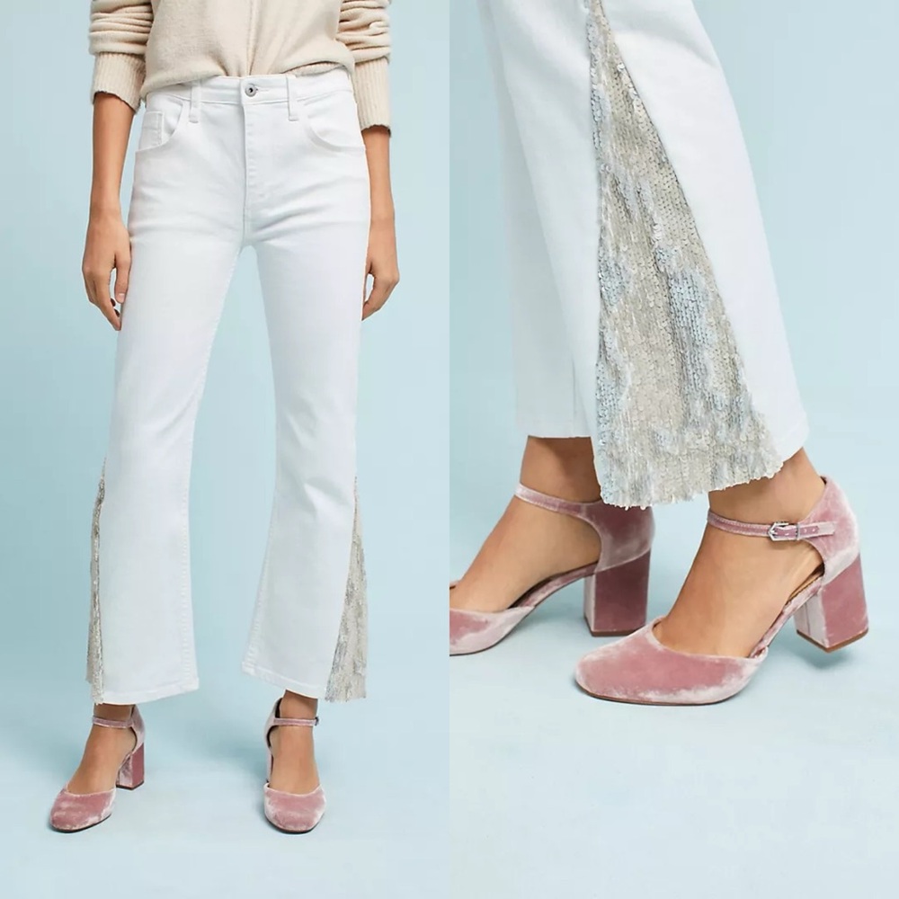 Anthropologie Pilcro Mermaid Sequin Flare Crop